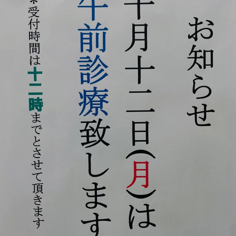 画像1759：休日診療🎌のお知らせです📢